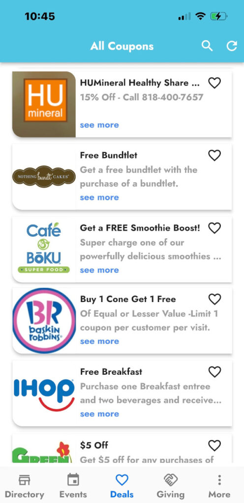 Coupon app page